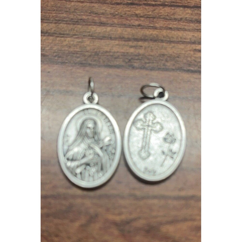Saint St. Therese (Little Flower) - Ox Die Cast Italian Silver Tone 1" Medal
